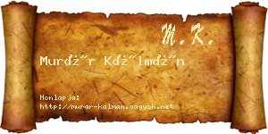 Murár Kálmán névjegykártya