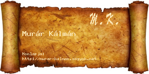 Murár Kálmán névjegykártya